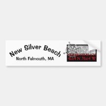 New Silver Beach Bumper Sticker, röd