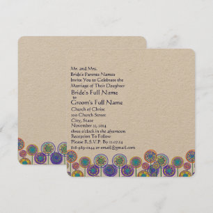 New Sizes Square Fun Flower Wedding Invitation Inbjudningar