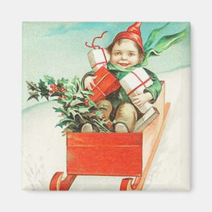 New Sled and Gifts Vintage Magnet