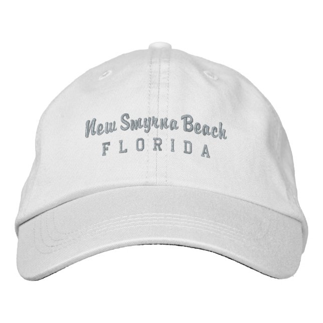 New Smyrna Beach Florida Embroized Baseball Hat Broderad Keps (Framsida)