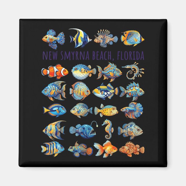 New Smyrna Beach Florida Färgrik Fisk Design Magnet (Framsidan)