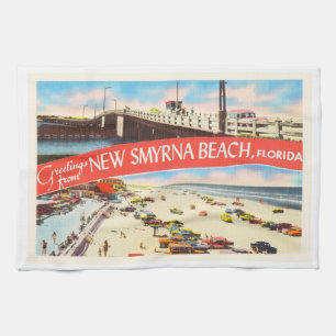 New Smyrna Beach Florida FL Old Travel Souvenir Kökshandduk