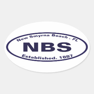 New Smyrna Beach Florida NBS Navy Souvenirs Ovalt Klistermärke