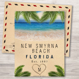New Smyrna Beach Florida Sand Tropical Handflatan Vykort