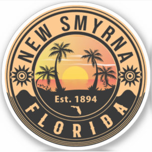 New Smyrna Beach Florida Sunset Vintage Souvenirs Klistermärken