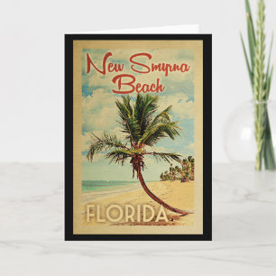 New Smyrna Beach Handflatan Träd Vintage resor Kort