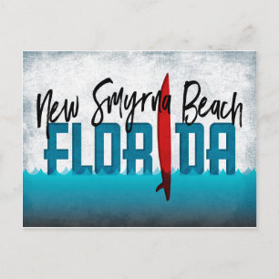 New Smyrna Beach Postcard Florida Surfboard Vykort