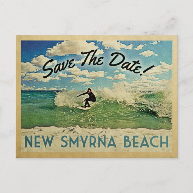 New Smyrna Beach Spara Datum Florida Surfing Meddelande Vykort (Framsida)