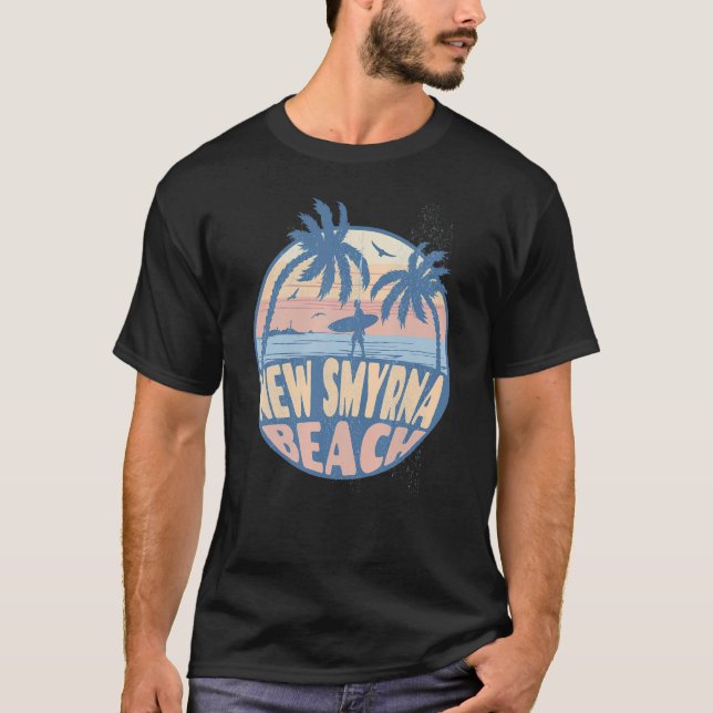 New Smyrna Florida Beach Surfa Summer Vacation Vin T Shirt (Framsida)