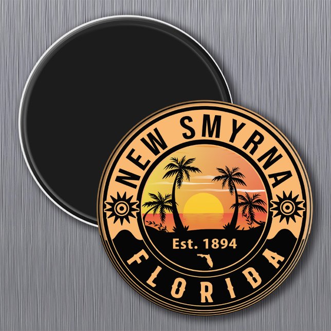 New Smyrna Florida Retro Sunset Souvenirs Magnet (Skapare uppladdad)