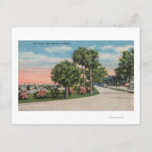 New Smyrna, Florida - Street View of City Park Vykort