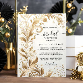 New Snöre Blommigt Gold Foil Embossed Möhippa Inbjudningar
