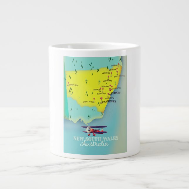 New South Wales Australia karta Jumbo Mugg (Framsidan)