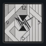 New Stil Art Deco Fyrkantig Klocka<br><div class="desc">Denna utformning är en modern ny stil av konsthändelse. Jag har använt en konst deco mönster-mall för bakgrunden och ett konst deco-motiv för centrumet. Detta gör stil av konsthunger till en större contemporary för ditt hem.</div>