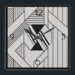 New Stil Art Deco Fyrkantig Klocka<br><div class="desc">Denna utformning är en modern ny stil av konsthändelse. Jag har använt en konst deco mönster-mall för bakgrunden och ett konst deco-motiv för centrumet. Detta gör stil av konsthunger till en större contemporary för ditt hem.</div>