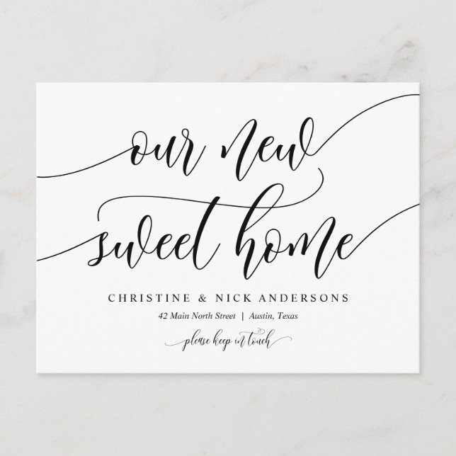 New Sweet Home Adress, Flytta Announcement Vykort (Framsida)