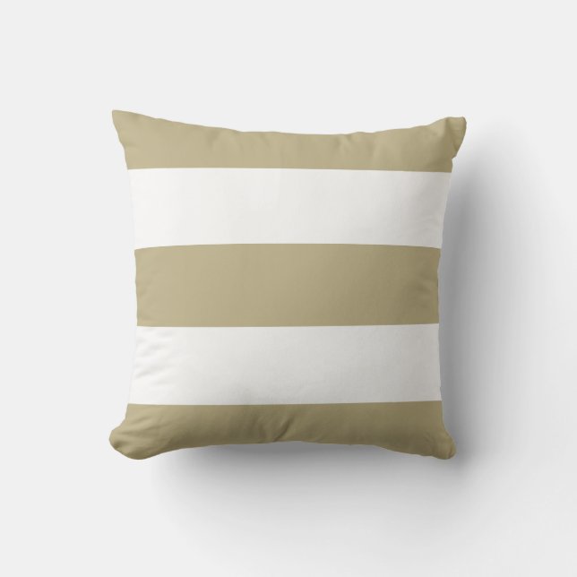 New Tan Beige & White Rand Couch Pillow Gift Kudde (Framsida)