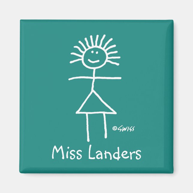 New Teacher Chalk Stick figur på Grönt Blackboard Magnet (Framsidan)