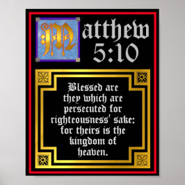 New Testament Matthew 5 10 Beatitudes Quotation Poster