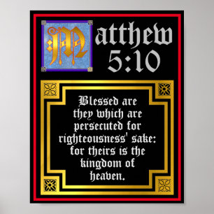 New Testament Matthew 5 10 Beatitudes Quotation Poster