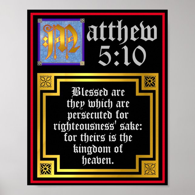 New Testament Matthew 5 10 Beatitudes Quotation Poster (Framsidan)