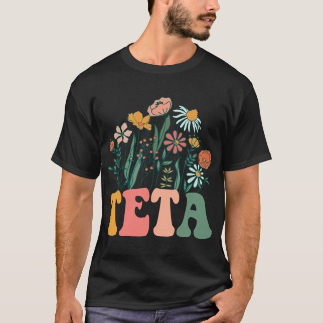New Teta Wildflower First Birthday &amp; Baby Show T Shirt (Framsida)