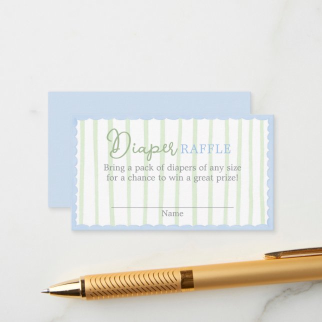 New to the Club Baby Shower Diaper Raffle Card Tilläggskort (Fram/Back In Situ)