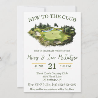 New to the Club, Golf Themed Baby Shower Inbjudningar