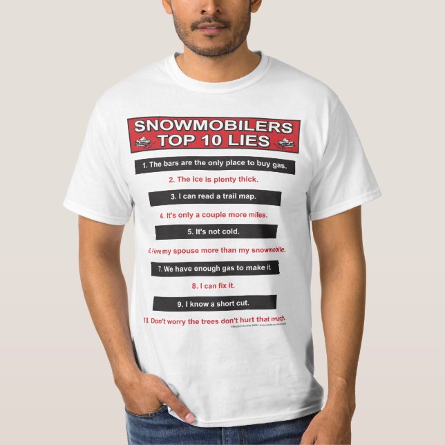 New-top-10-lies-Large-Red Tee Shirt (Framsida)