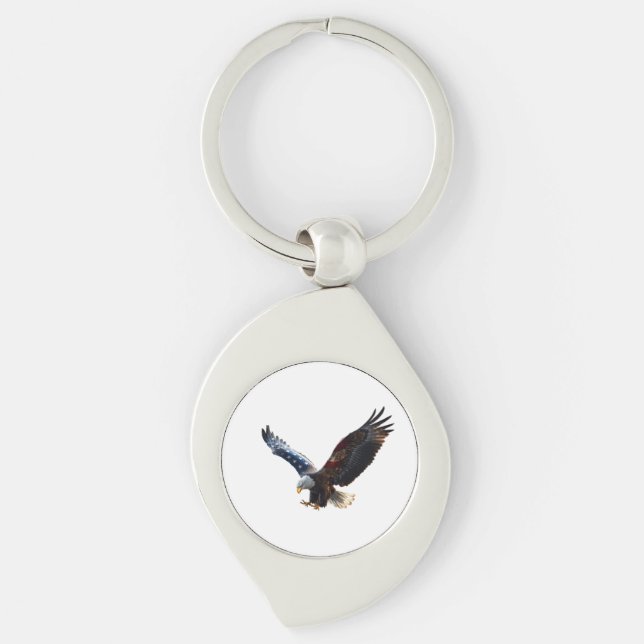 New USA egle locket  Swirl Silverfärgad Nyckelring (Framsidan)