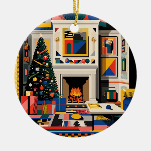 New Wave 1980s Pop Art Christmas Julgransprydnad Keramik (Framsidan)