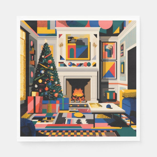 New Wave 1980s Pop Art Christmas Napkins Pappersservett (Framsidan)