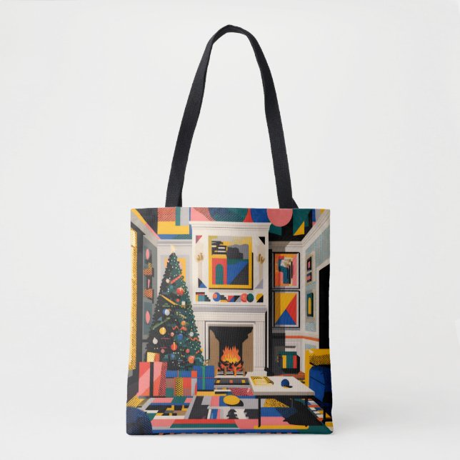 New Wave 1980s Pop Art Christmas Tote Tygkasse (Framsida)