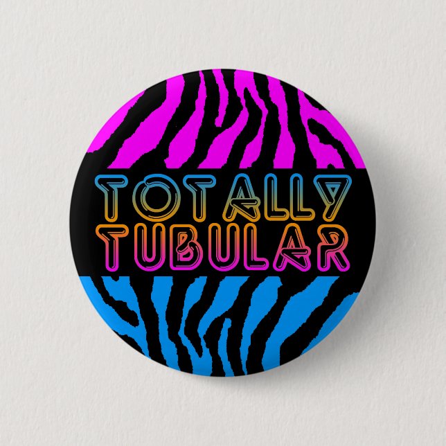 NEW WAVE 80s RETRO TOTALLY TUBULAR TIGER STRIPES Knapp (Framsida)