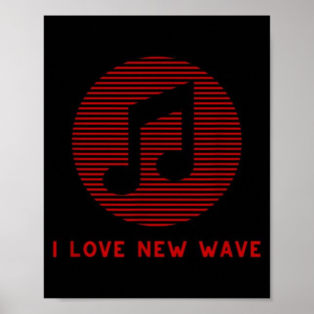 New Wave Music Red And Black Funny 70's 80's Music Poster (Framsidan)