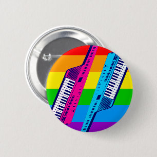 New Wave Vintage 80-tals Retro Keytar Regnbåge Pin Knapp