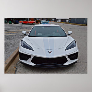 New White Corvette Car Ghost Tävla Rand Poster