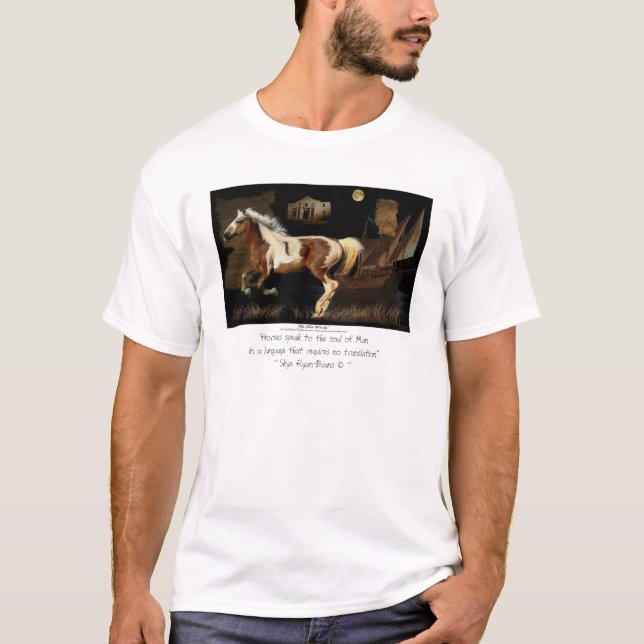 "NEW WORLDE" Spanska Mustang Horse-älskare T-shirt (Framsida)
