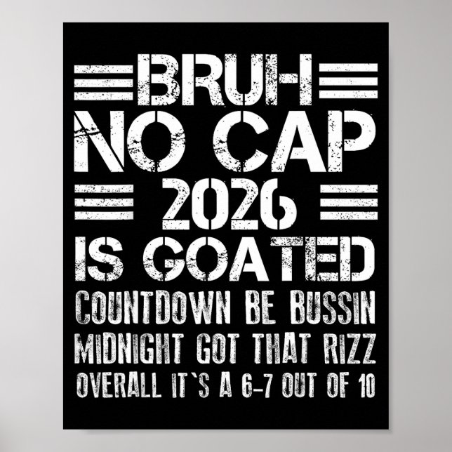 New Year 2026 Bruh No Cap Countdown Bussin Funny R Poster (Framsidan)