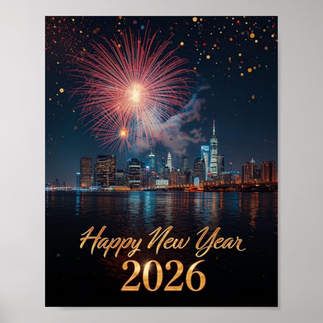 New Year 2026 City Fireworks Celebration Poster (Framsidan)