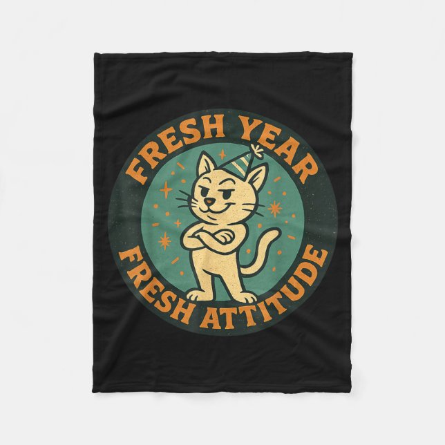 New Year 2026 Funny Cat Lover Humor Fresh Attitude Fleecefilt (Framsidan)