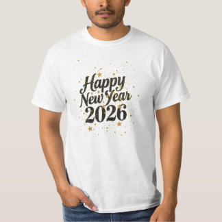 New Year 2026 Gold Glitter Script Celebration T Shirt