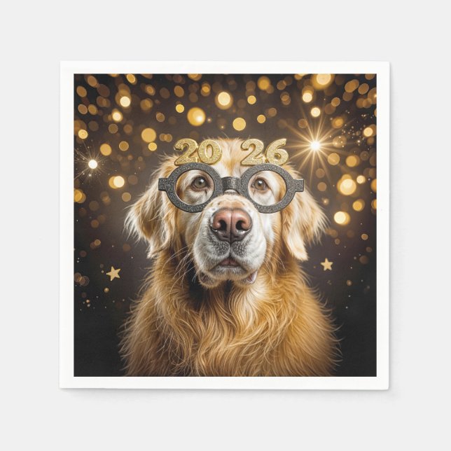 New Year 2026 Golden Retriever Humor Pappersservett (Framsidan)