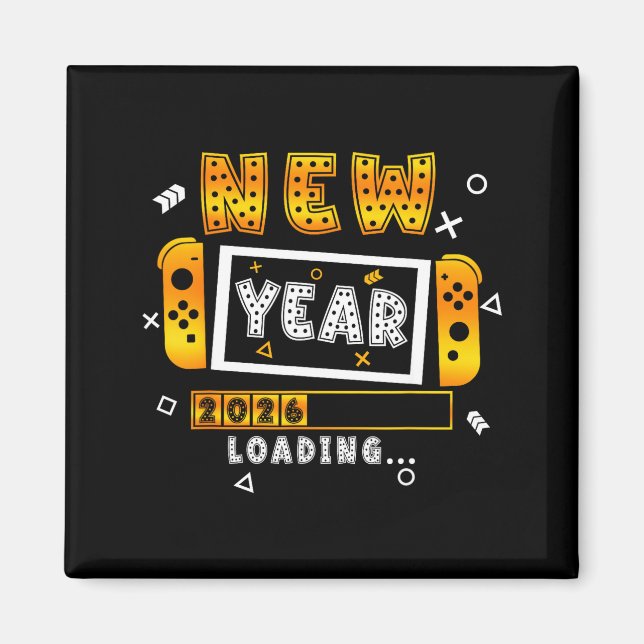 New Year 2026 Loading Video Gamers New Years Eve P Magnet (Framsidan)