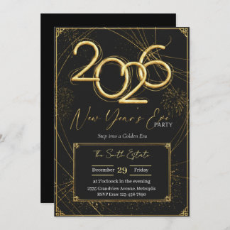 New Year 2026 Party Invitation Printable Inbjudningar