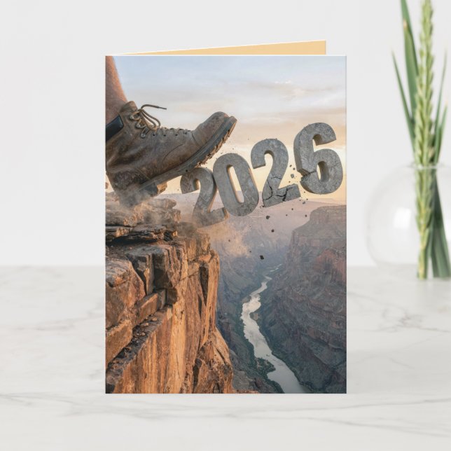 New Year 2027 Hiking Boot Kort (Framsida)