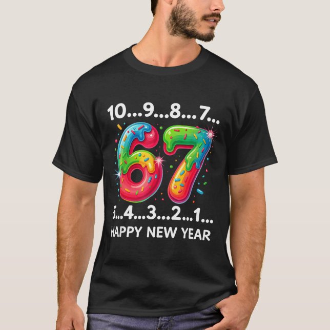 New Year 67 Candy Countdown Funny Happy New Year 2 T Shirt (Framsida)