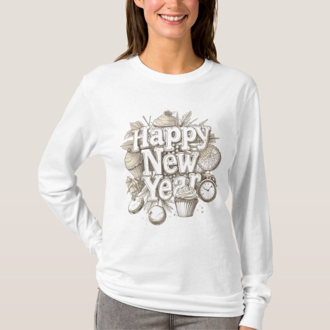 new year amazing  cup cake design t shirt (Framsida)