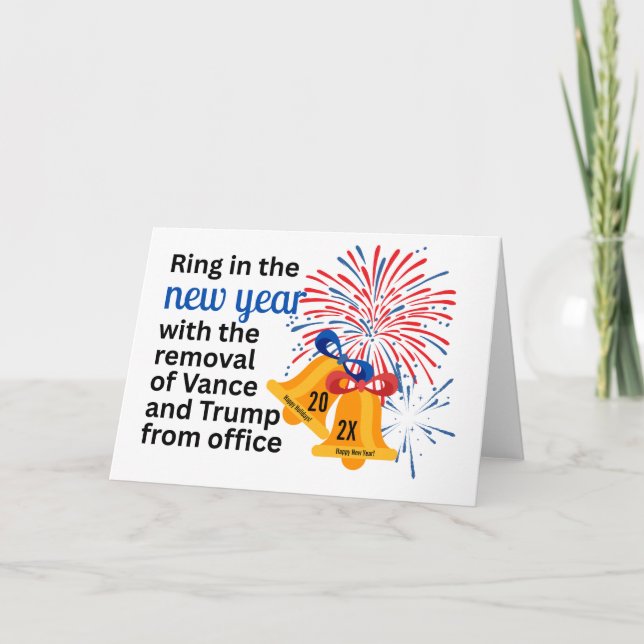 New Year Anti-Trump Impeach Remove 2026 Political Helgkort (Framsida)
