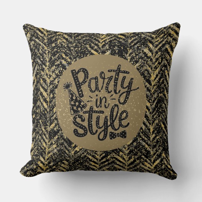 New Year Celebrate,Party in Style,Black Gold  Art Kudde (Framsida)